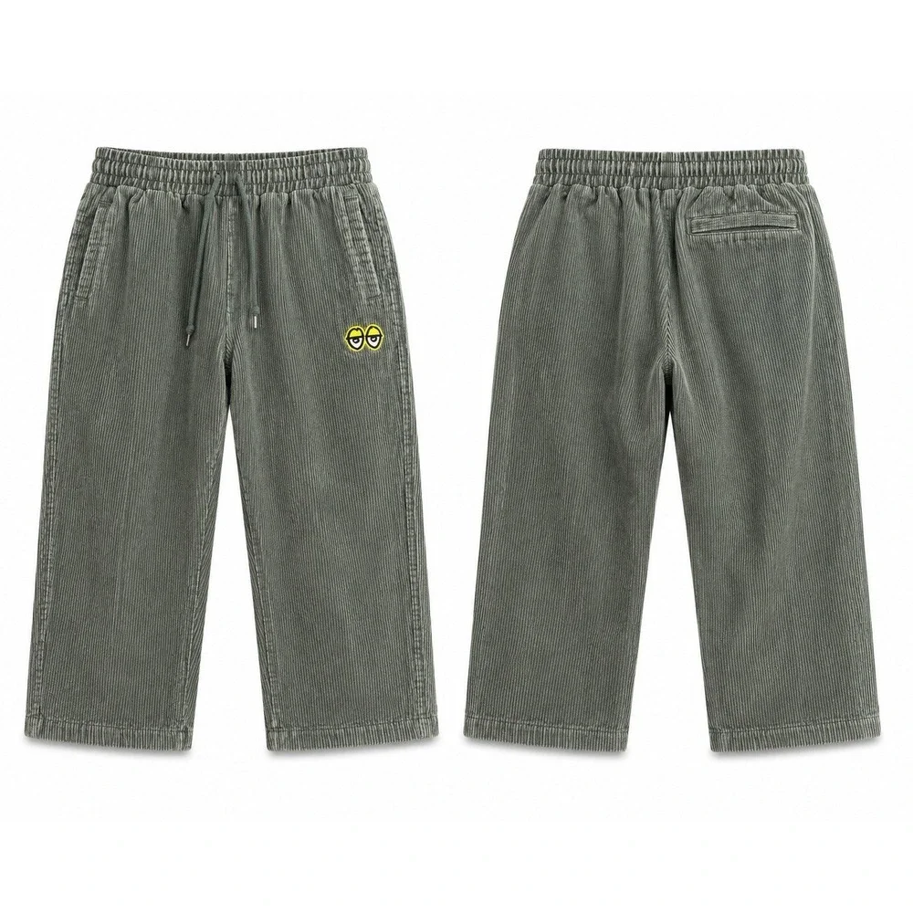 00s Y2K KROOKED Skateboards Baggy Green Corduroy Pants Medium - 28/28